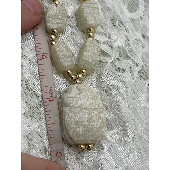 Vintage African Style Carved White Soap Stone Breaded Necklace - Picture 10 of 10